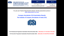 ICSI CS 2024: Results available at official website icai.edu