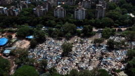 Aerial view of Jaibhim Nagar a few days after the demolition drive took place.