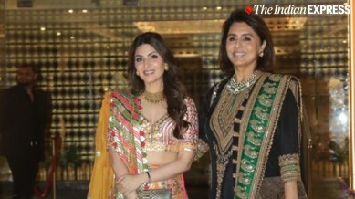 Neetu Kapoor dazzles at Aadar Jain’s mehendi in a Rimple & Harpreet suit, previously worn by Nita Ambani in 2015. Bollywood celebrities, including Kareena Kapoor, Alia Bhatt, and Karisma Kapoor, showcased stunning designer looks at the star-studded event.