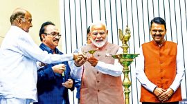 Narendra Modi, RSS, Rashtriya Swayamsevak Sangh (RSS), Akhil Bharatiya Marathi Sahitya Sammelan, Devendra Fadnavis, Sharad Pawar, Indian express news, current affairs