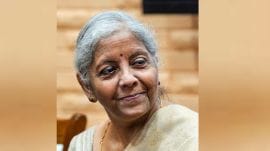 New Delhi: Union Finance Minister Nirmala Sitharaman at a press conference after the 613th Meeting of Central Board of Directors (CBD) of the RBI, in New Delhi, Saturday, Feb. 8, 2025. (PTI Photo/Shahbaz Khan) (PTI02_08_2025_000176B)