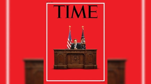 TIME magazine cover features Elon Musk sitting behind Trump’s desk