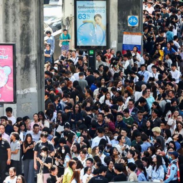 The streets in Bangkok remained flooded with thousands of people after the earthquake prompted immediate evacuation from high-rise buildings and structures.
