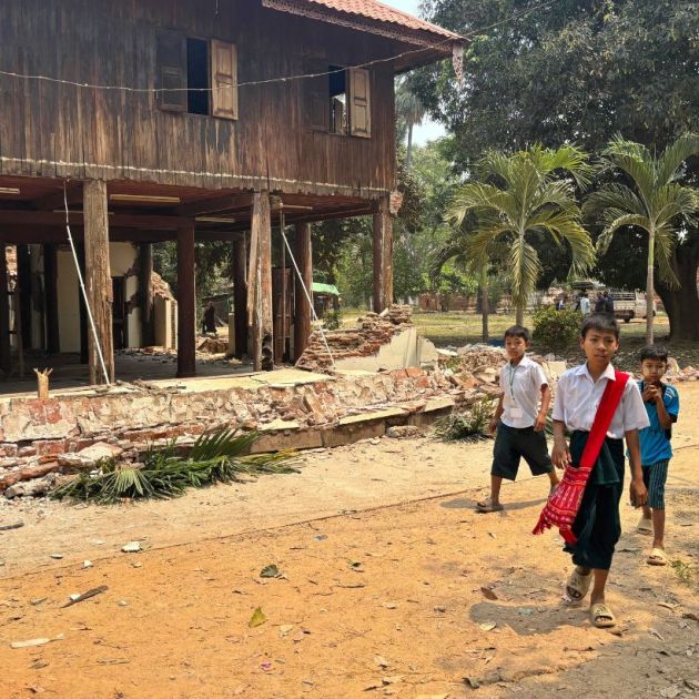 A monastery was severely damaged in the massive earthquake in Myanmar. No casualties have been reported so far from the structural collapse