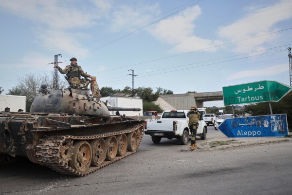 Syrian government forces are deployed amid heightned security in damscus, Syria, Friday, March 7, 2025.