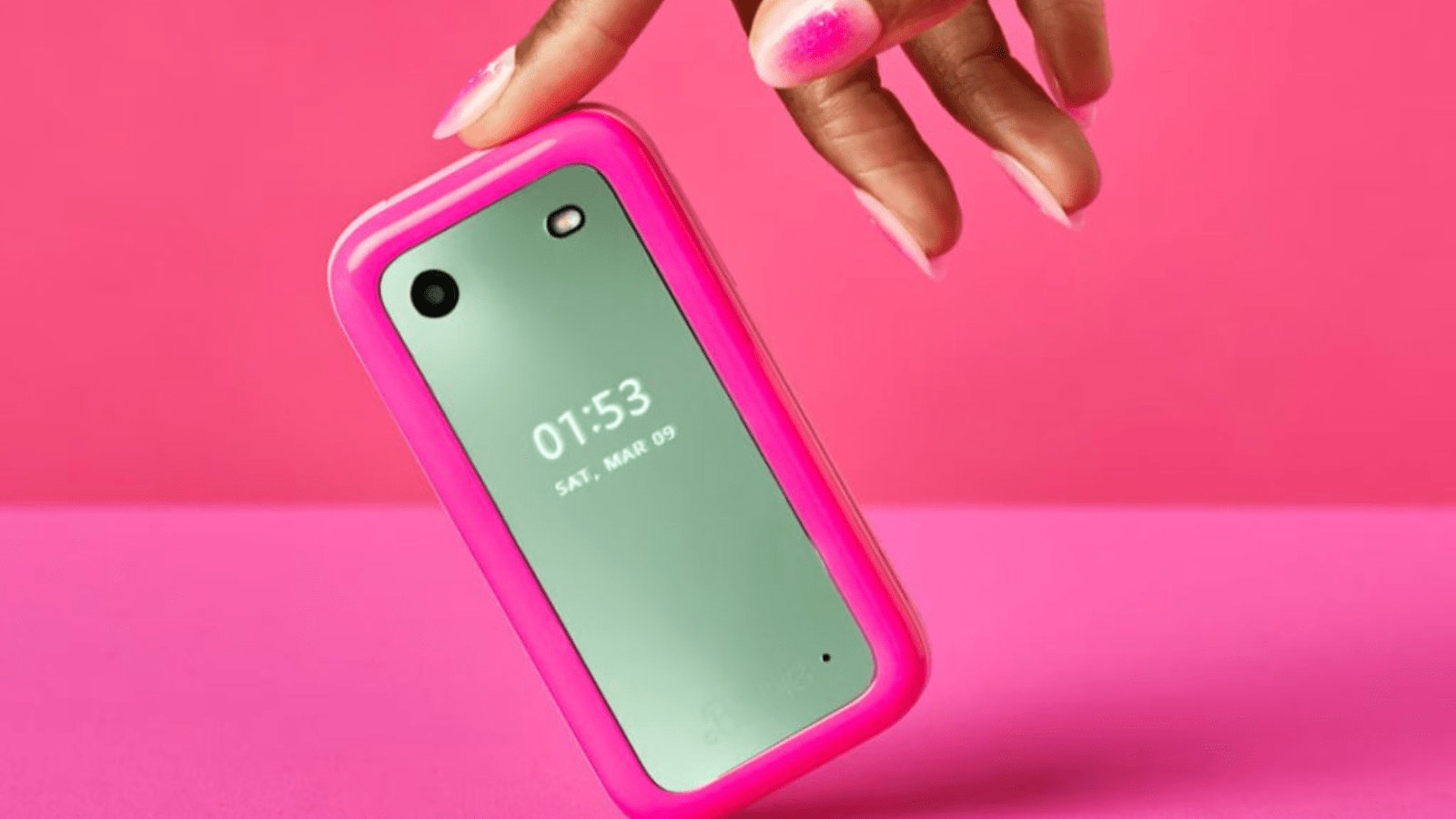 Barbie phone's external display also doubles up as a mirror.