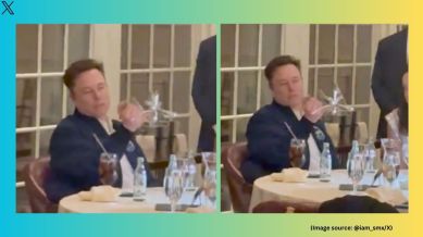 Responding to the video, Musk wrote, “A fork and two spoons balanced on the tip of my finger" (Image source: @iam_smx/X)