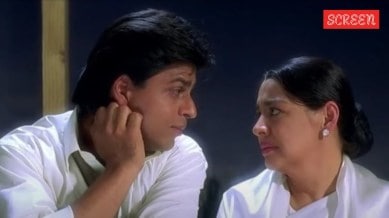 Shah Rukh Khan and Farida Jalal in Kuch Kuch Hota Hai
