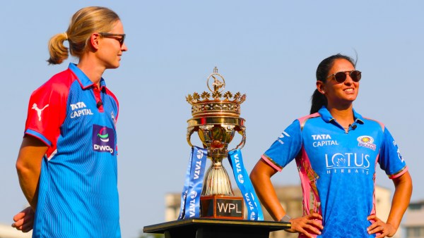 Mumbai Indians Harancreet Kaur and Meg Lanning of Delhi Capital in Women's Premier League 2025 (WPL) at the Braburn Stadium, Mumbai. (Photo; sportzpics for wpl)