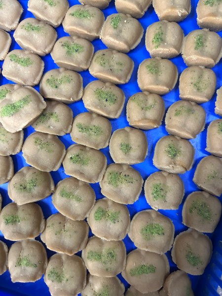 A tray of freshly made sandesh (Express photo by Nikita Mohta)