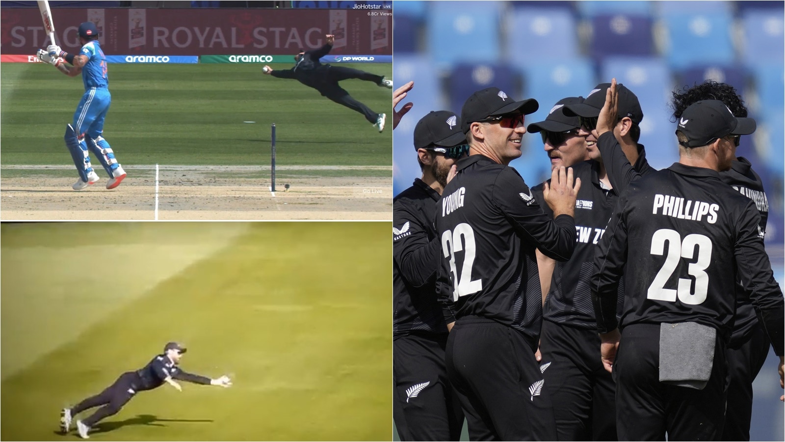 Glenn Phillips’ incredible catch helps New Zealand restrict India in Dubai