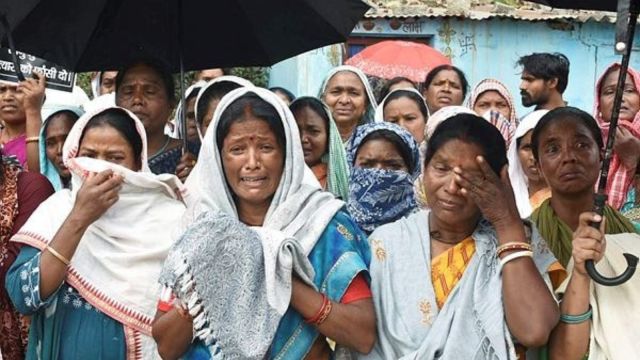 Women protest after a tribal leader Sonu Munda was allegedly killed by a mob near Jharkhand's Ranchi-Purulia National Highway. (PTI Photo)