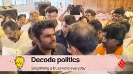 Tamil Nadu BJP chief K. Annamalai argues with the police while being released, Monday