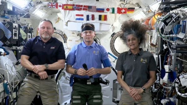 NASA astronauts in space