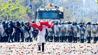 Gyanendra supporters clash, Pushpa Kamal Dahal, Madhav Kumar Nepal, Kathmandu, Nepal Army, nepal government, Nepal monarchy, Indian express news, current affairs