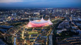 A render of the new Manchester United stadium. (Via REUTERS)