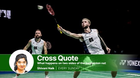 England's Sean Vendy (R) recently brought up a unique down-the-line shot with a feint to fool his Taiwanese opponents at All England. (Badminton England)