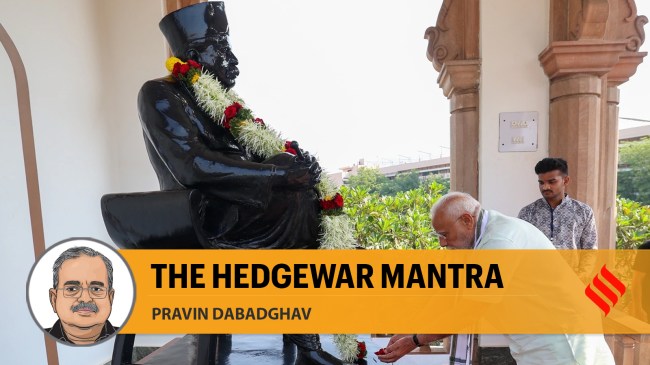 Nagpur: Prime Minister Narendra Modi pays tribute to RSS founder KB Hedgewar at his memorial, in Nagpur, Sunday, March 30, 2025. RSS chief Mohan Bhagwat is also seen. (PTI Photo)