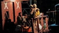 A special train, organized by the army for the wounded and survivors rescued by security forces from a passenger train attacked by insurgents, arrives at a railway station in Much, in Pakistan's southwestern Balochistan province