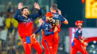 RCB players including Virat Kohli celebrate the wicket of Ruturaj Gaikwad of Chennai Super Kings during their Indian Premier League (IPL 2025) match at the MA Chidambaram Stadium. (Photo: Sportzpics for IPL)