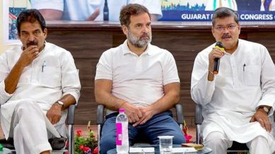 Lok Sabha LoP and Congress MP Rahul Gandhi during the Political Affairs Committee meeting of Gujarat Congress.