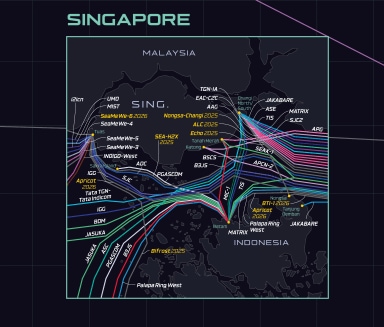 Submarine Cable Map 2025 of Singapore. (Image credit: TeleGeography)