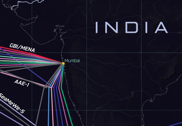 Cable Landing Station (CLS) site in Versova, Mumbai, Maharashtra, as per Submarine Cable Map 2025.