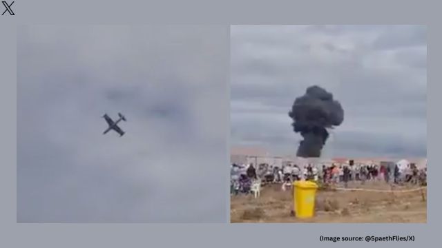 The viral footage captures the plane spinning in mid-air before crashing to the ground (Image source: @SpaethFlies/X)
