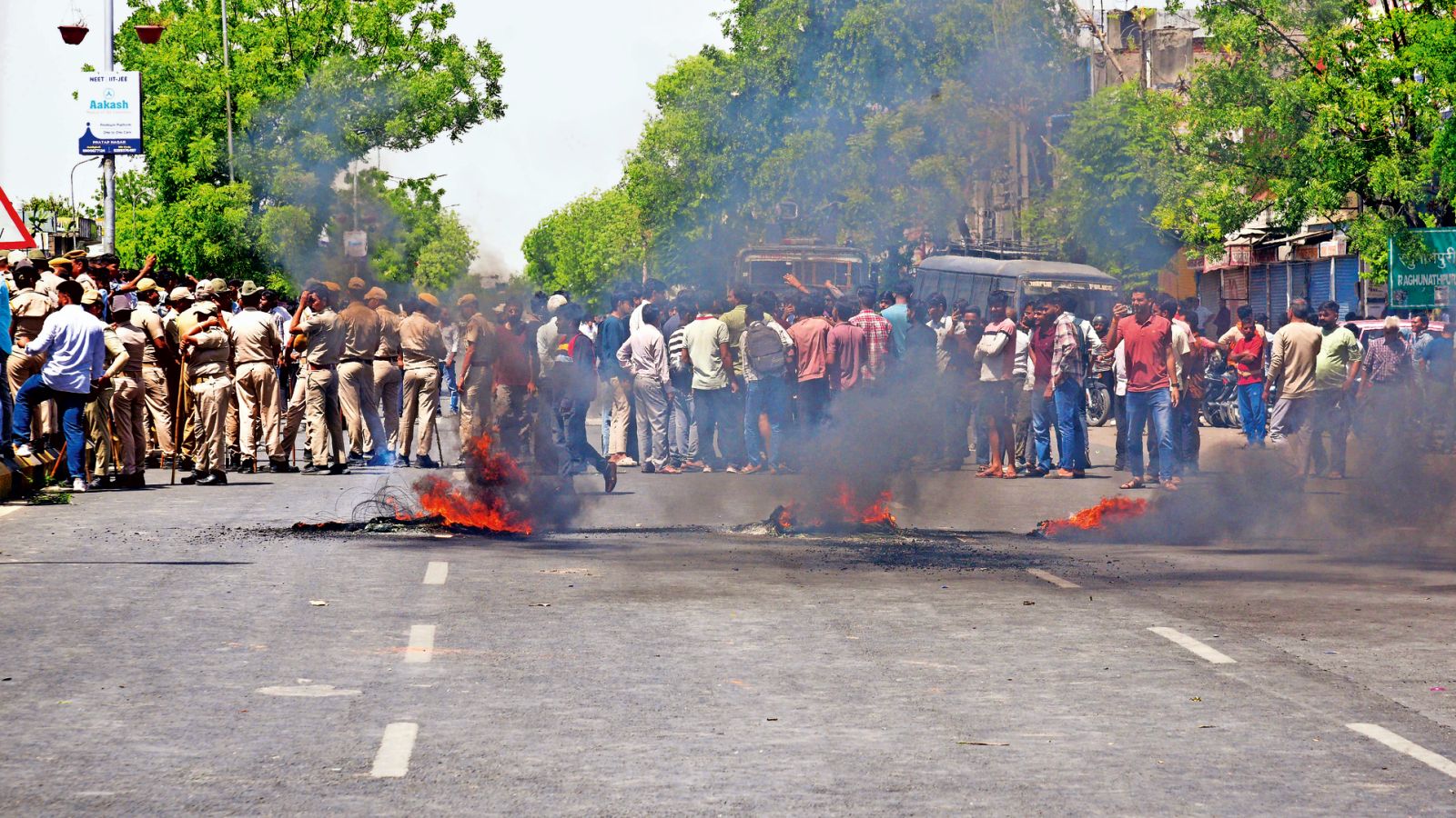 Protest in Jaipur over temple vandalism, mob tries to set petrol pump on fire; suspect arrested