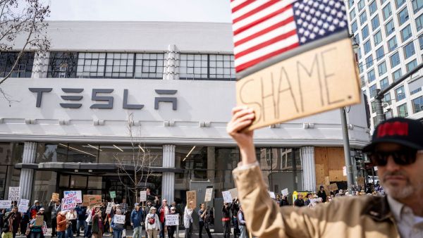 Tesla Musk Protest