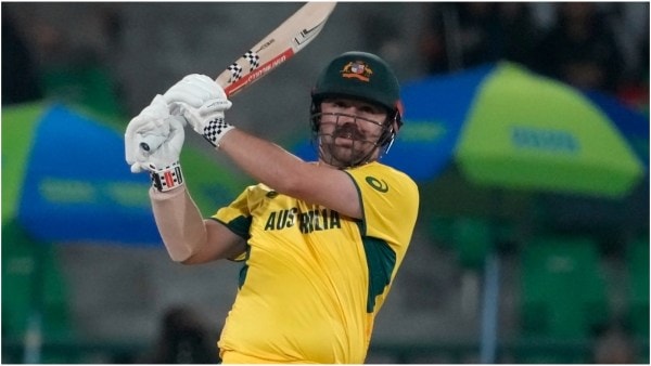 Travis Head bats during the ICC Champions Trophy cricket match between Australia and Afghanistan, in Lahore, Pakistan, Friday, Feb. 28, 2025. (AP Photo/K.M. Chaudary)