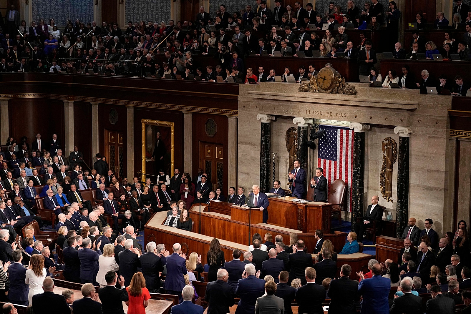 President Donald Trump addresses a joint session of Congress at the Capitol in Washington