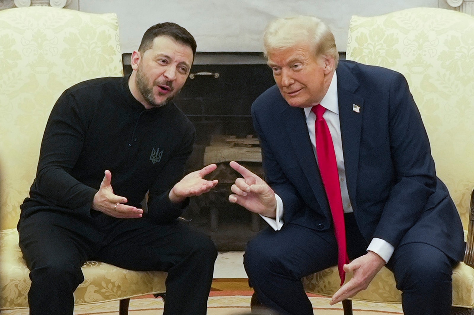 President Donald Trump during his meeting with Ukrainian President Volodymyr Zelenskyy in the Oval Office at the White House on Friday.