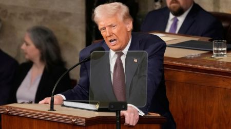 President Donald Trump addresses a joint session of Congress at the Capitol in Washington. (AP)