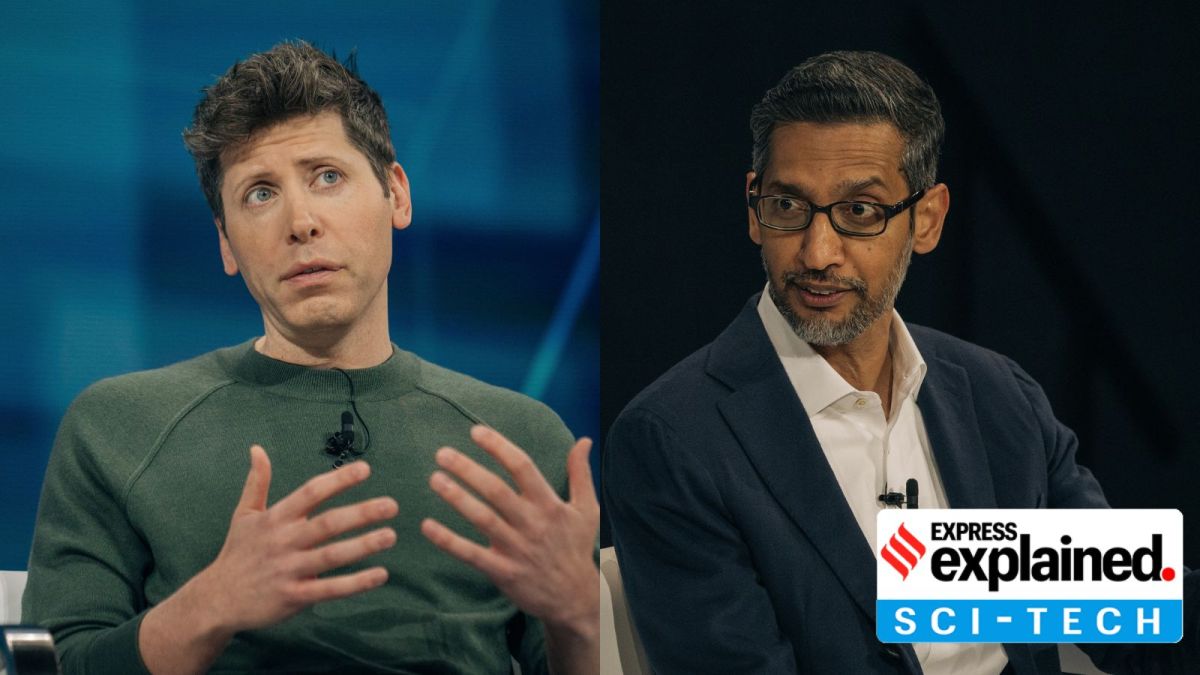 OpenAI CEO Sam Altman (left) and Google CEO Sundar Pichai.