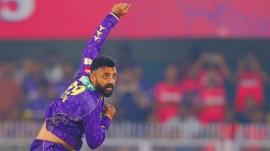 Varun Chakaravarthy of Knight Riders bowling during an Indian Premier League (IPL 2025) match. (Sportzpics for IPL)
