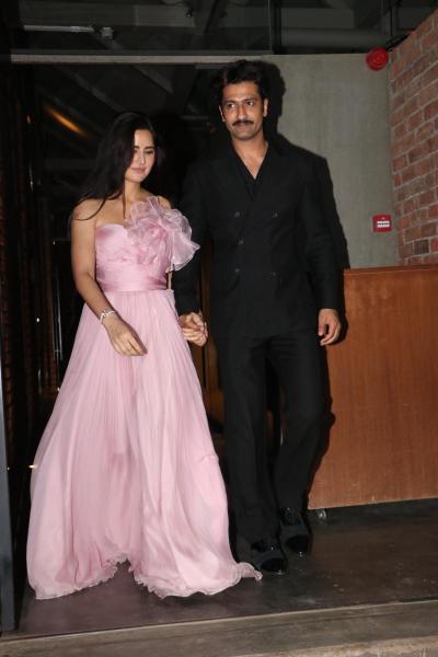 Vicky Kaushal and Katrina Kaif spotted leaving a wedding reception in Mumbai 