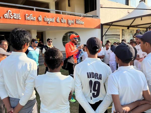 Axar refused a roadshow after last year's T20 World Cup win. Instead he chose to interact with academy trainees. (Special Arrangement)