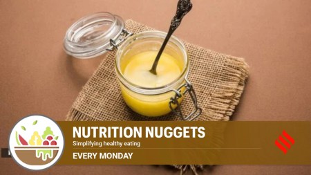 Ghee is a clarified butter made by slowly heating butter to remove water and milk solids, leaving behind pure golden fat. (Source: Freepik)