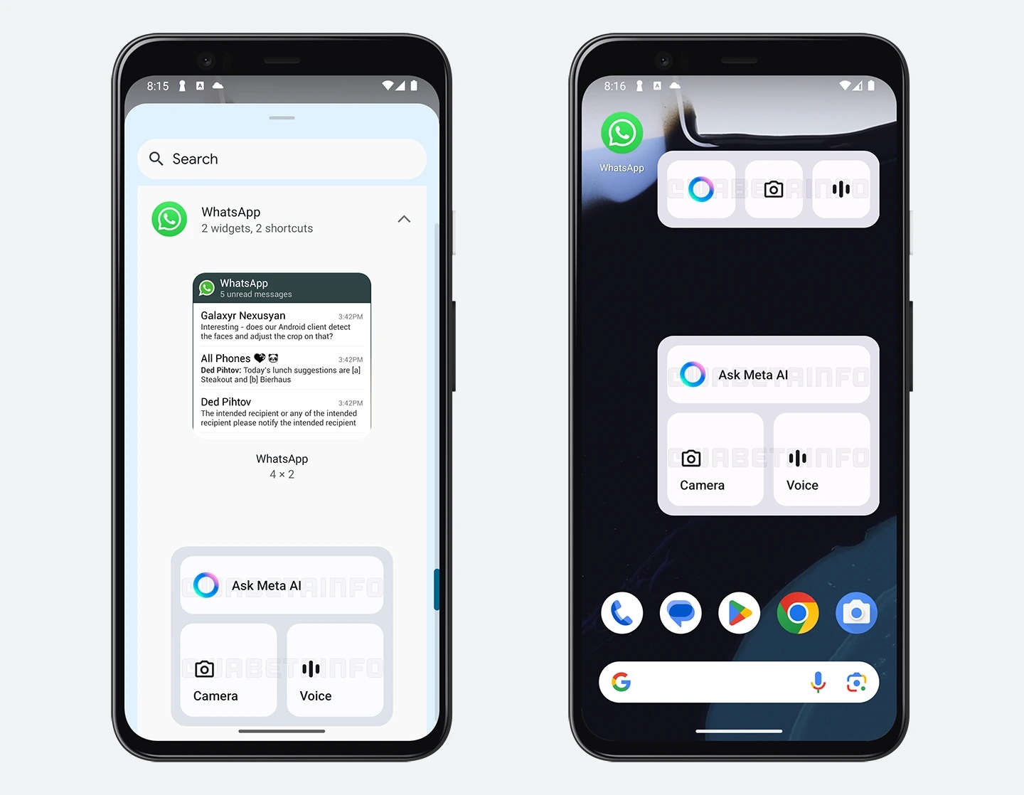 The new WhatsApp widget is resizeable.