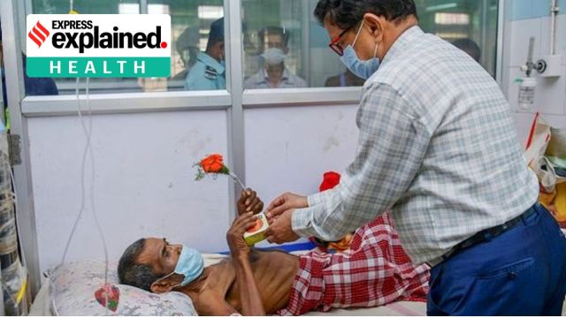 A doctor offers flowers to a TB (Tuberculosis) patient on World TB Day, at Govind Ballabh Pant Hospital, in Agartala, Monday, March 24, 2025. (PTI Photo)