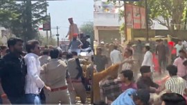 karni sena, agra vandalism outside samajwadi MP, indian express