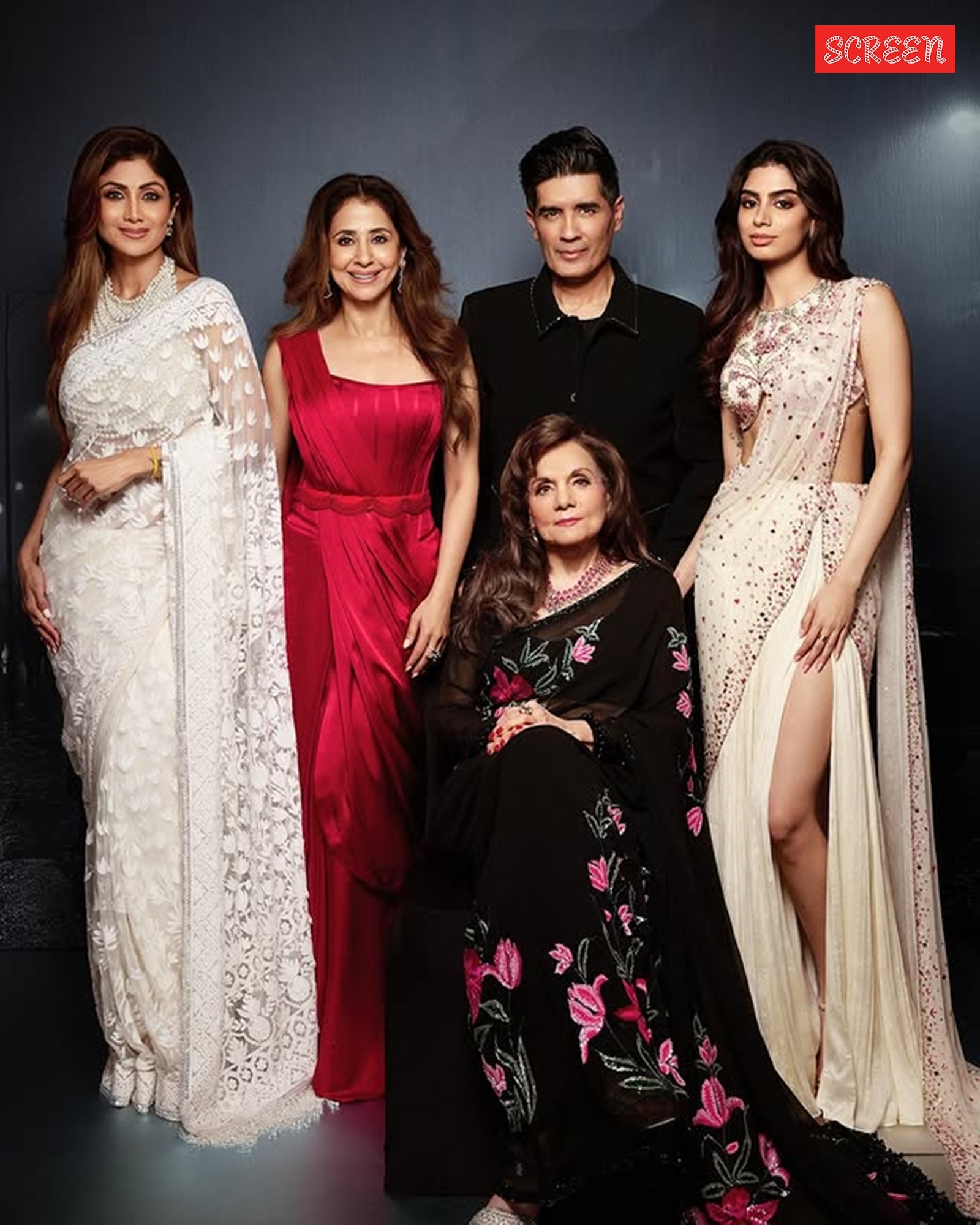 Manish Malhotra took to social media to share a series of photos that featured him along with actors Shilpa Shetty, Urmila Matondkar, Khushi Kapoor and also Mumtaz. (Photo: Manish Malhotra/Instagram)