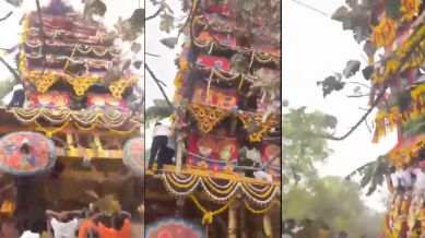 The incident occurred in Rayasandra, Parappana Agrahara as devotees were pulling the chariot towards the temple as part of the annual ritual. Bad weather, including heavy rain and gusty winds, led to the accident.