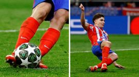 Right before the kick, Julian Alvarez slipped a bit but despite that, speared his penalty just beneath the crossbar. (Reuters)