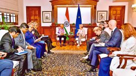 Jaishankar meets Ursula von der Leyen India-EU talks, India-EU ties, India-EU relations, Narendra Modi, Ursula von der Leyen, Indian express business, business news, current affairs