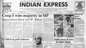 This is the front page of The Indian Express published on March 6, 1985.
