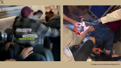 The incident occurred on Plus Ultra Flight 701, traveling from Madrid’s Barajas Airport to Caracas, Venezuela, on February 28 (Image source: @LlaneroDigitalV/X)