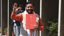 Haryana CM Nayab Singh Saini with the Budget tablet (File photo)