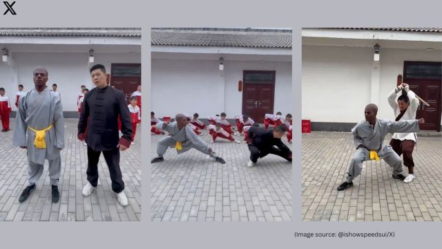 IShowSpeed shared a clip from his stream on X where he is seen learning Kung Fu with kids and a sensei